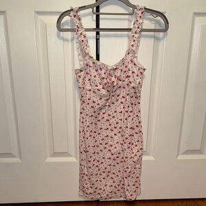 SHEIN Red Floral Mini Dress with Ruffle Straps